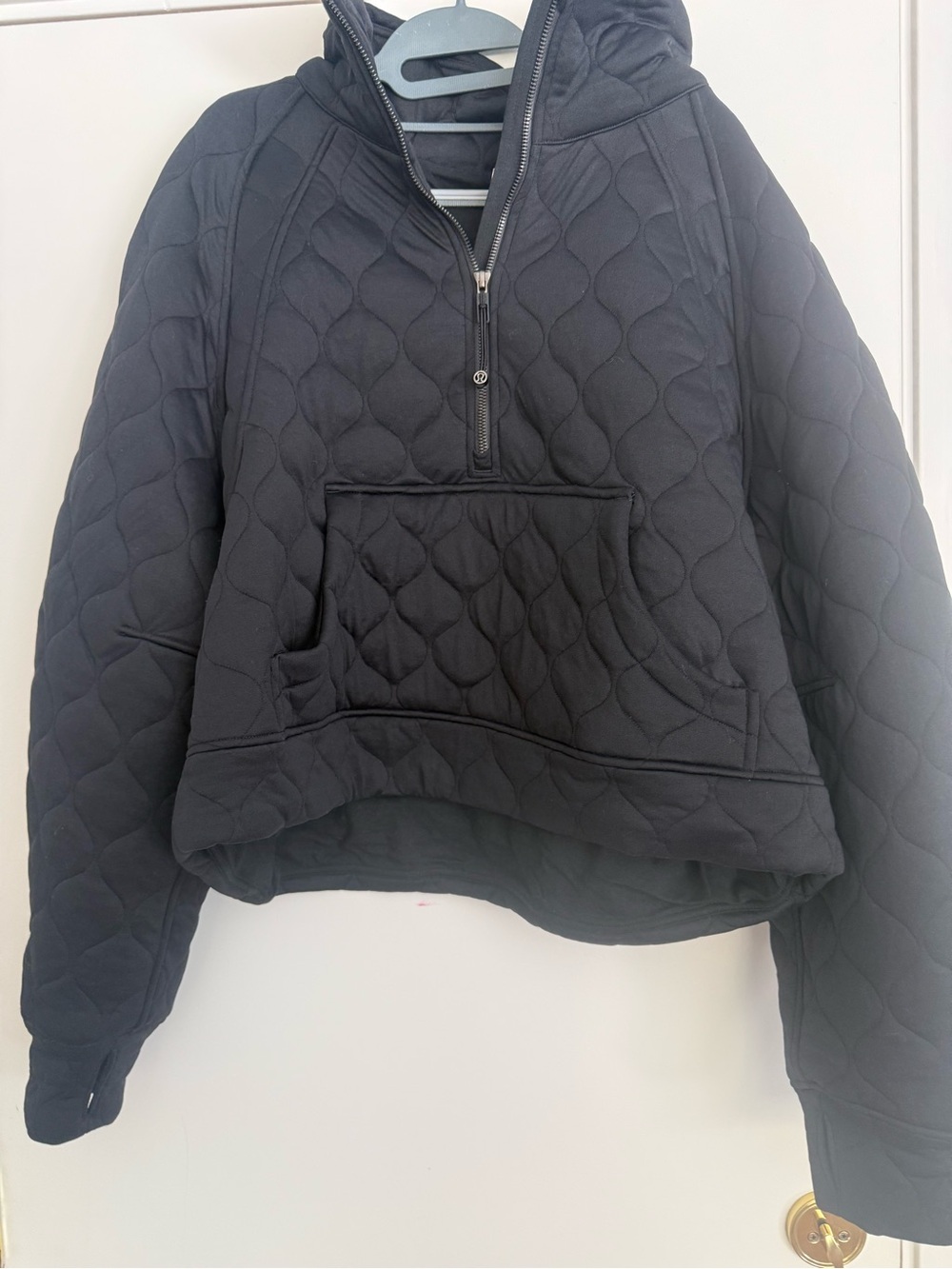 lululemon athletica Black Quilted Half-Zip Hooded Pullover